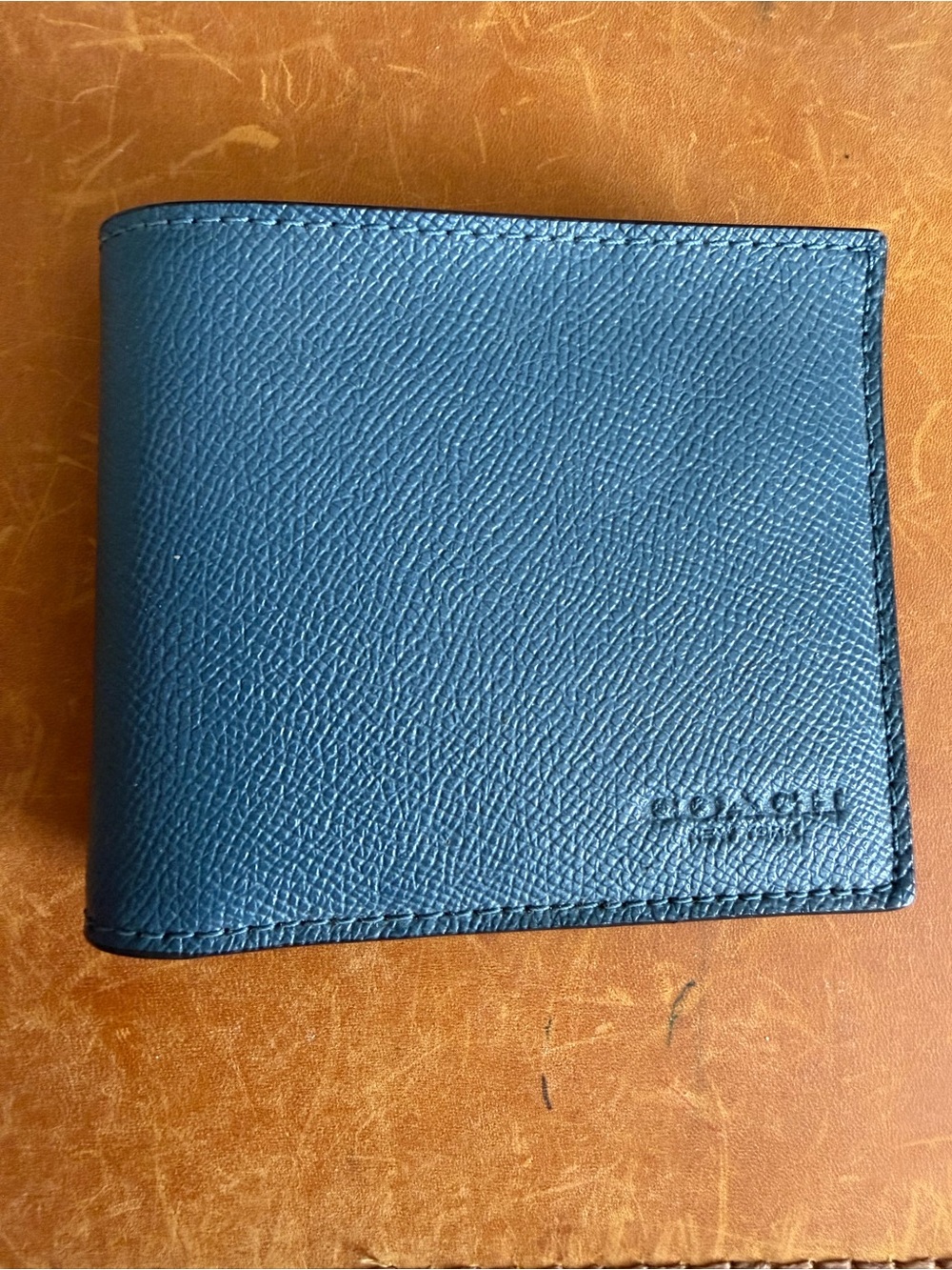 Coach New York Men’s Blue Leather Bifold Wallet